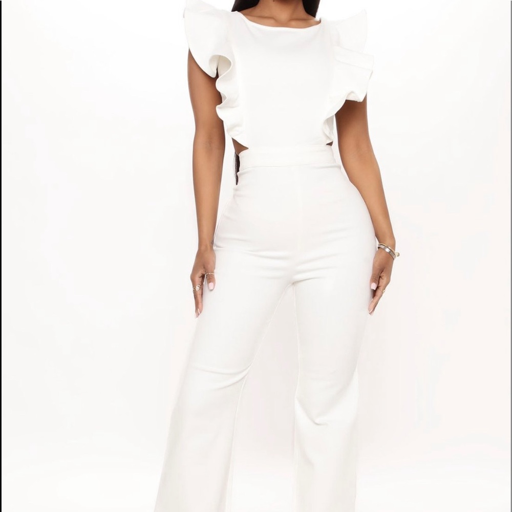 FashionNova Denim wide leg Jumpsuit